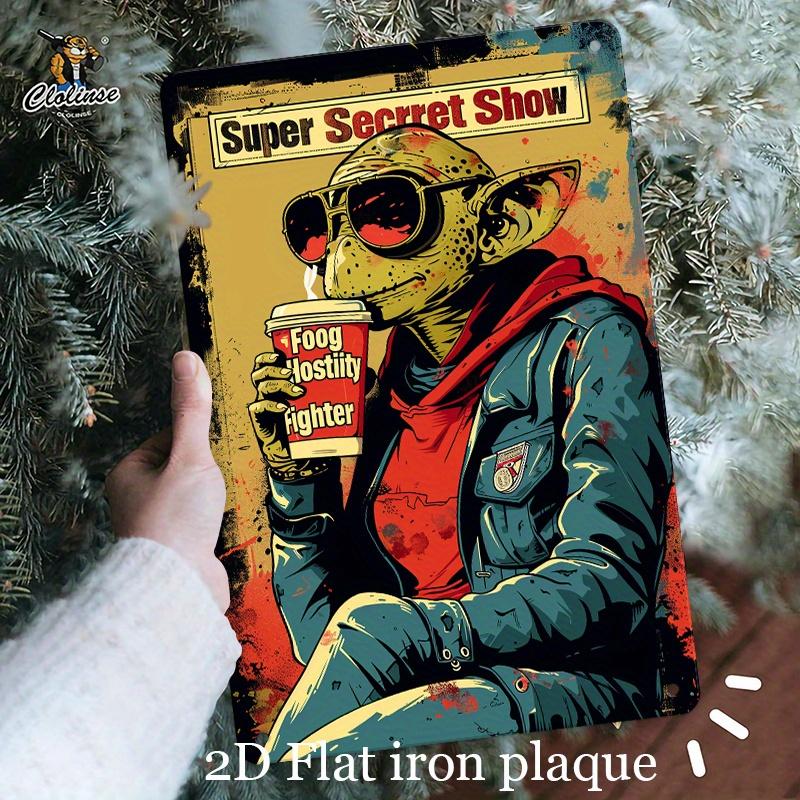 

Retro Alien Drinking Coffee Metal Sign Vintage Iron Wall Art Decorative Plaque for Home Cafe Garage Office Decor Per 20x30cm（7.8x11.8inch）