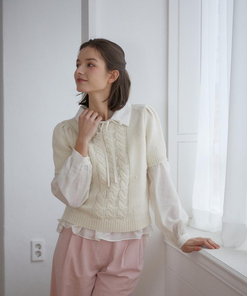 WIOE Pearl Half Knit_Ivory