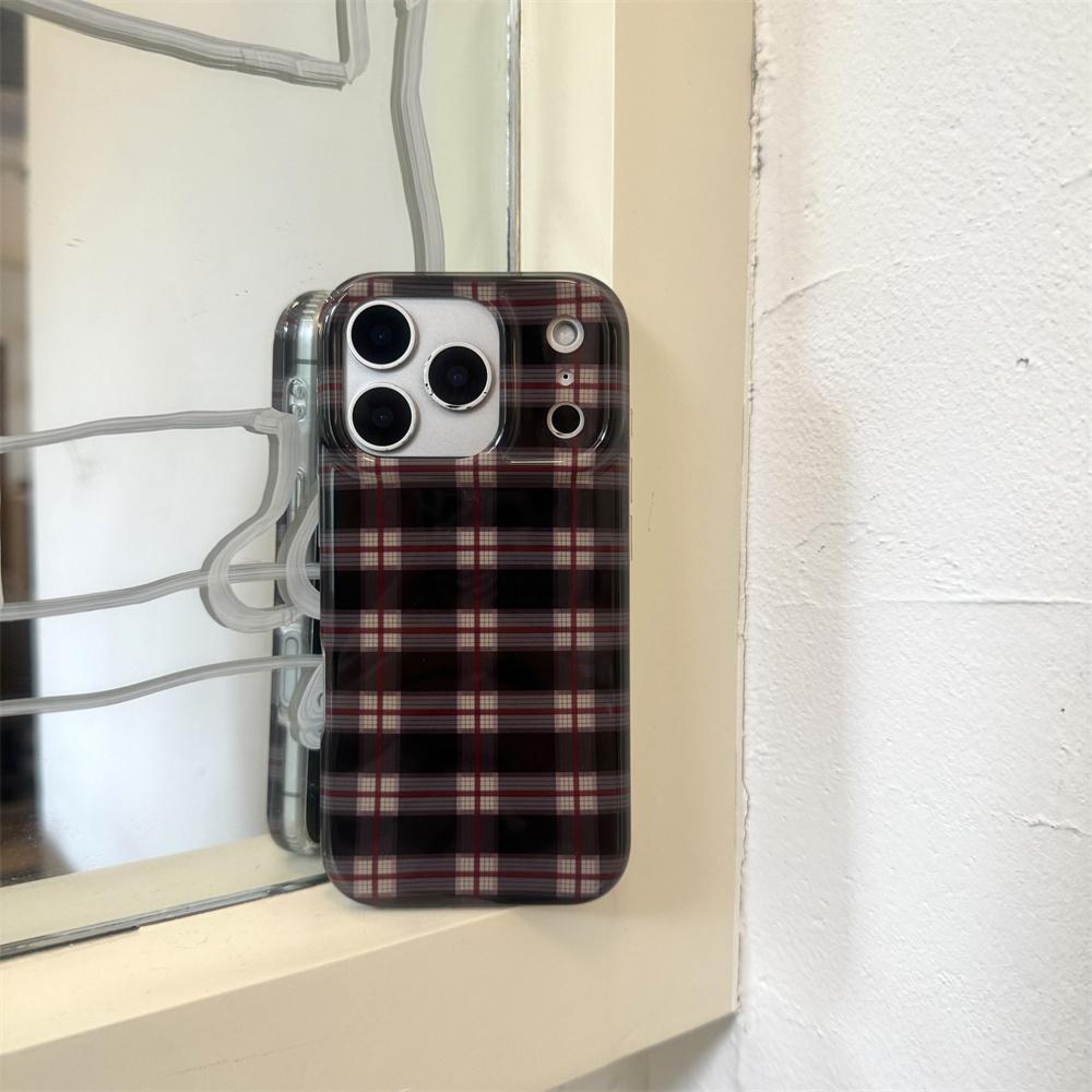 Korean INS Stylish Plaid Phone Case for iPhone 15 14 Pro Max 13 17 16 Pro Fundas Silicone Shock Anti-fall Cute Protective Cover
