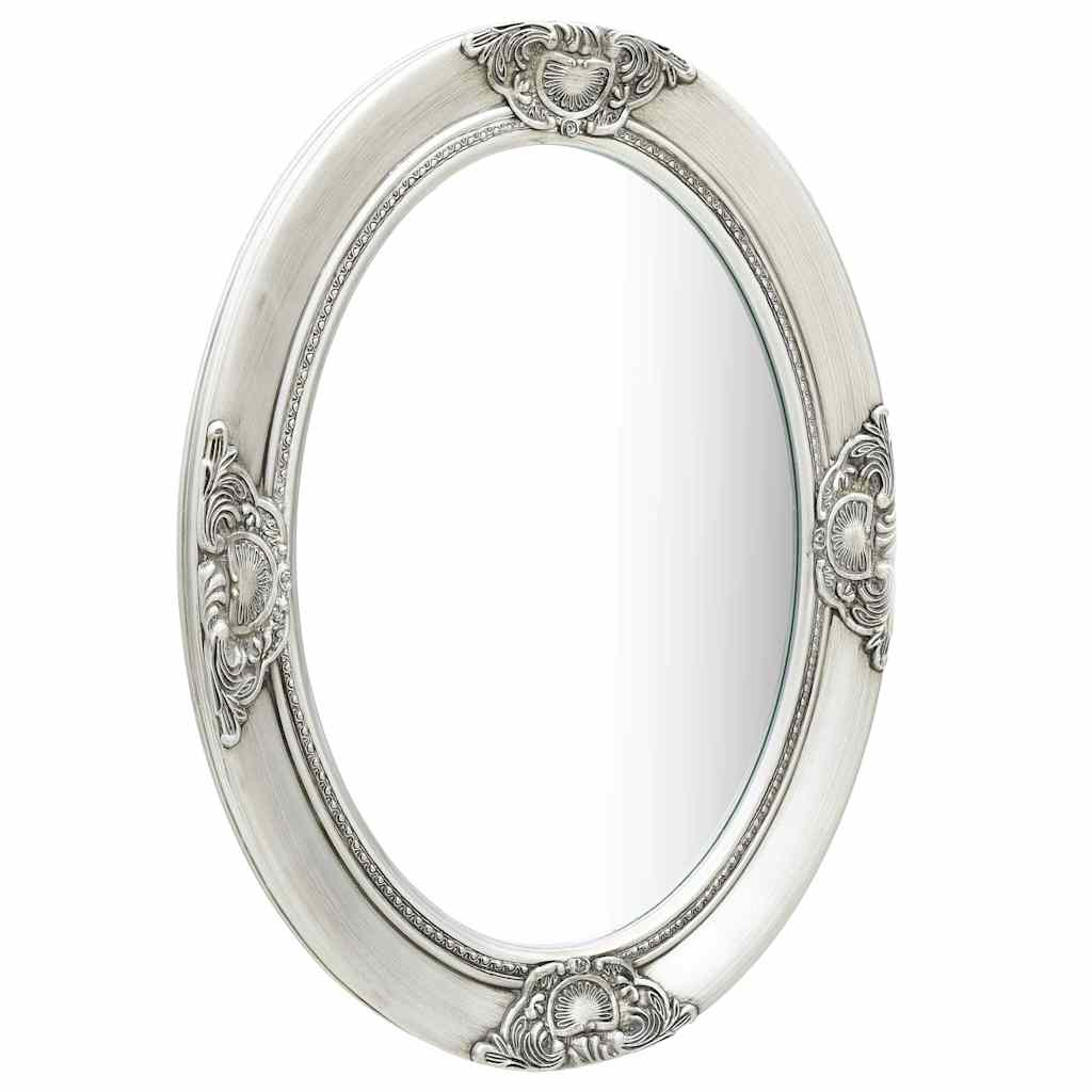 Baroque Style Wall Mirror 50 x 70 cm Silver