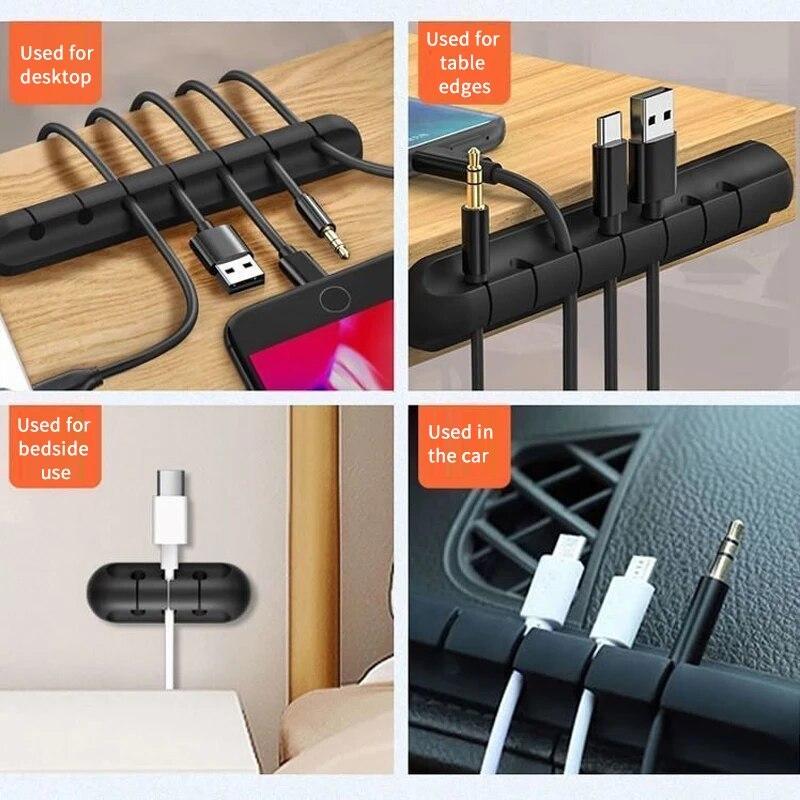 5/7-hole Data Cable Organizer, Desktop Charging Cable Storage Protector, Mouse Cable, Headphone Winding Device, Fixing Clipp