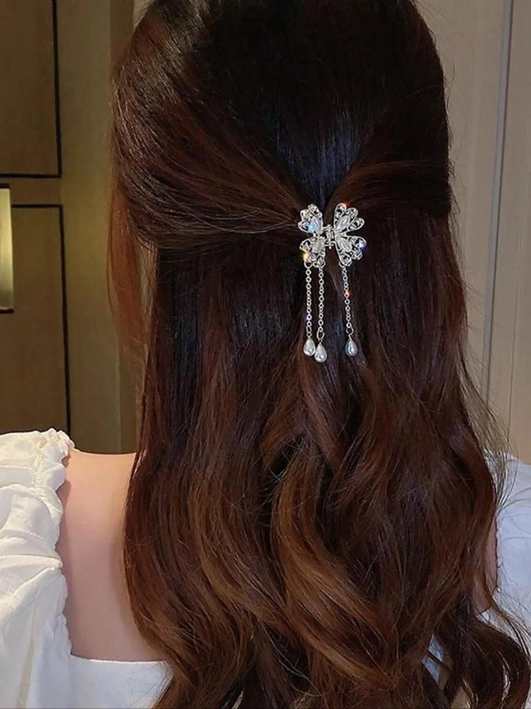 1Pcs Pearl Butterfly Tassel Hair Claws For Women Hair Accessories