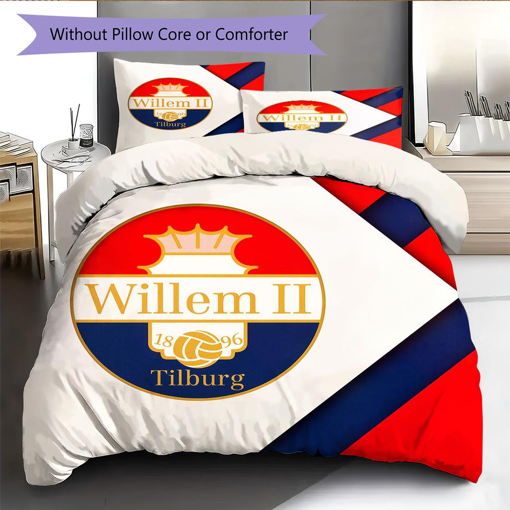 Willem II Tilburg Vzorované povlečení Sada prošívaných přikrývek Domácí dekorace Dárek (1 * povlak na peřinu + 2 * povlak na polštář bez jádra)