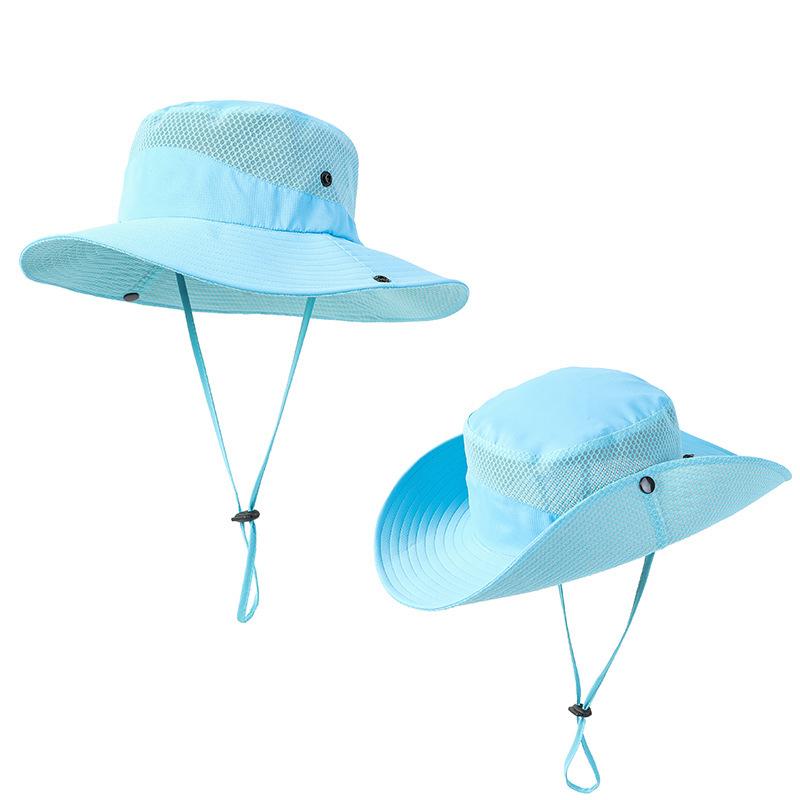 Quick Drying Summer Men'S Bucket Hat Outdoor Uv Protection Wide Border Panama Safari Hunting Hiking Hat Mesh Fisherman'S Hat