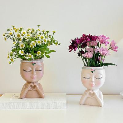 Face Vase Decor Women Style Vase Boho Feminist Face Flower Pot Vase Set for Succulents Modern Nordic Style Decorative