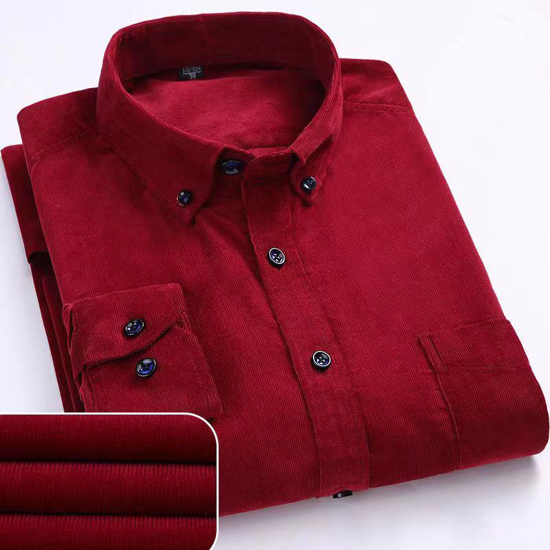 Men's Vintage Corduroy Long Sleeve Shirt - Pure Cotton Business Casual