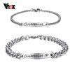 Vnox Gravure Gratuite Bracelet Promesse Couple Personnalisé Charme Acier Inoxydable Bracelets ID pour Femmes Hommes Pulseira Personnalisée