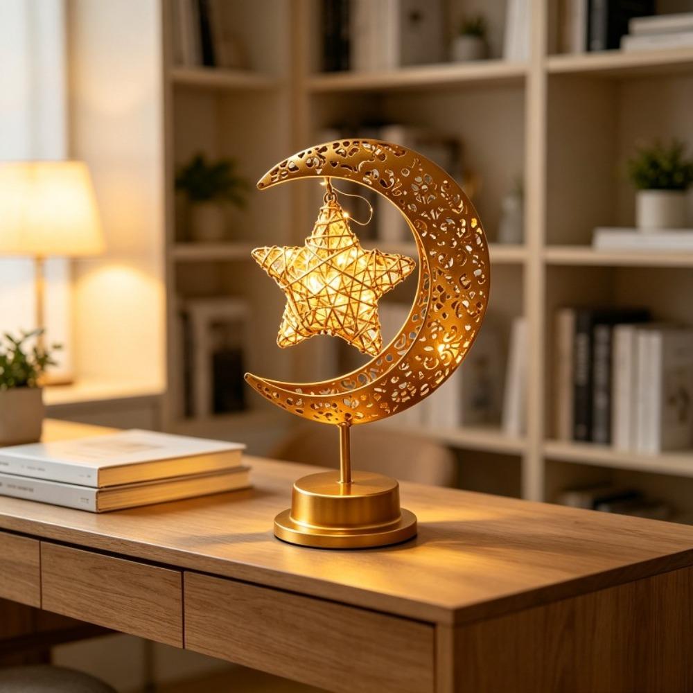 Star Moon Ramadan Night Light Rotatable Home Decoration Light Festival Eid