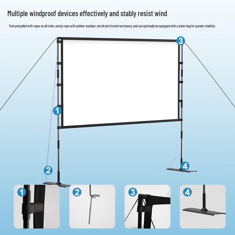 100-inch 16:9 Outdoor Portable High-Gain Anti-Light Projector Screen with Stand