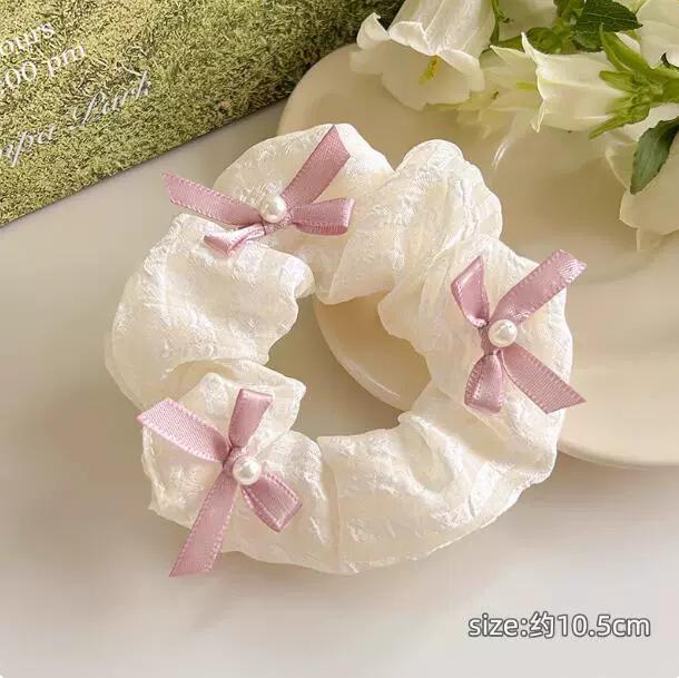 Жемчужный бант большая кишка резинка для волос девочка пучок завязка для волос веревка клетчатая сетчатая веревка для волос милая резинка