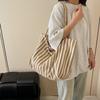 Niche Contrasting Striped Bucket Bag, New Trendy Shoulder Messenger Bag, Fashionable Large-capacity Tote Bag