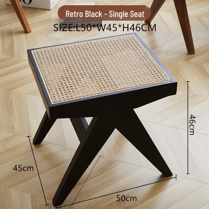 Northern Rattan Woven Bench: Minimalist Solid Wood Long Bench for Dining, Bedroom, or Entryway
