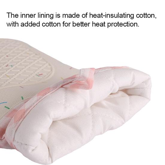 Oven Mitts Insulated Gloves Heat Resistant Silicone Kitchen Gloves with Anti-Slip Horizontal Stripes Thick Grip Reusable Kitchen Gloves Home Family