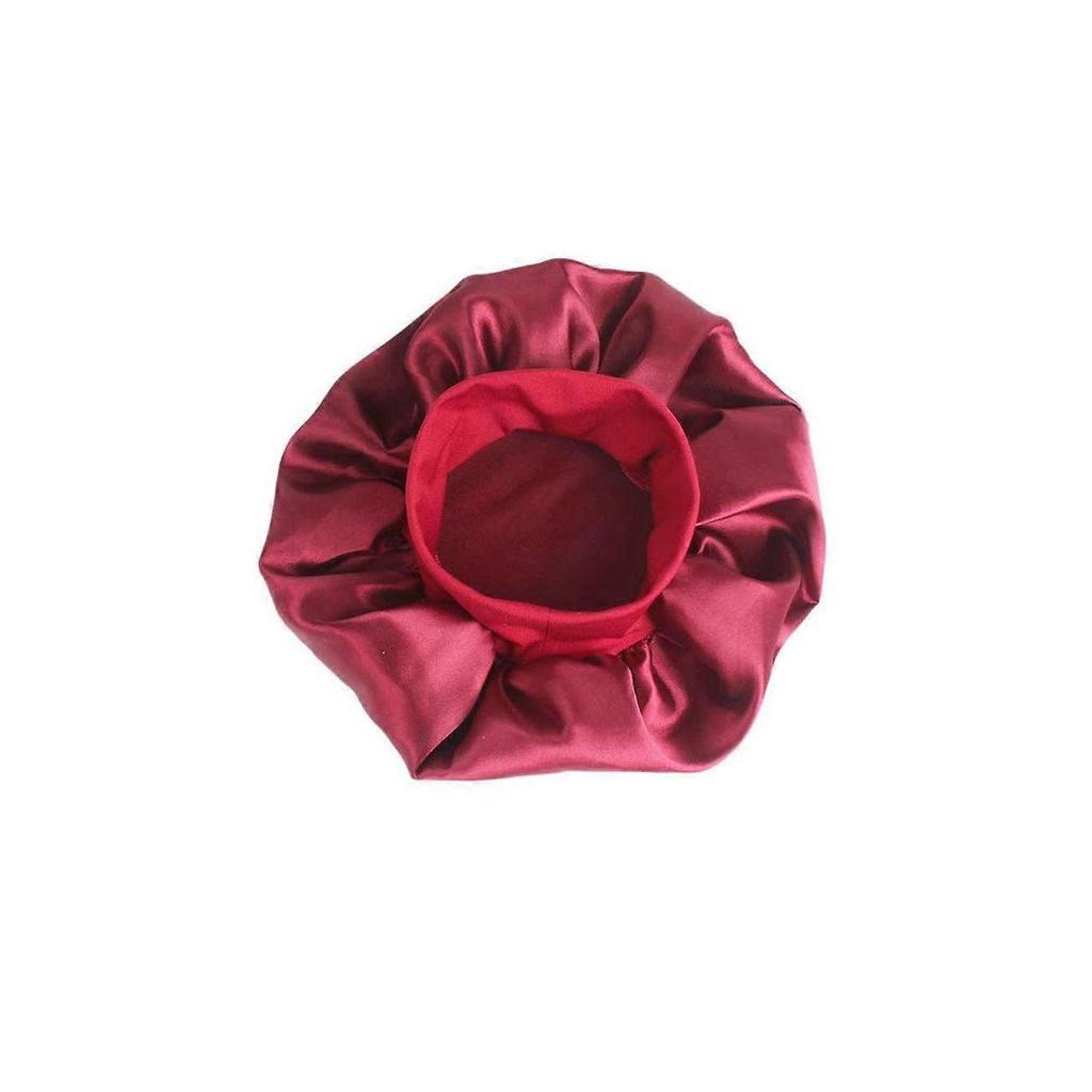 Satin-Schlafhaube für Damen und Herren, Haarpflege-Haube mit sanftem Kopfhautkomfort, Rot