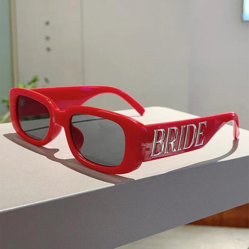 Vintage Rectangle Sunglasses Women New in Original Shades for Wedding Trendy Fashion Design Party Bride Sun Glasses