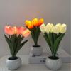 6 Tulip LED Night Light USB Lamp - Artificial Flower Bouquet for Bedside or Desk.