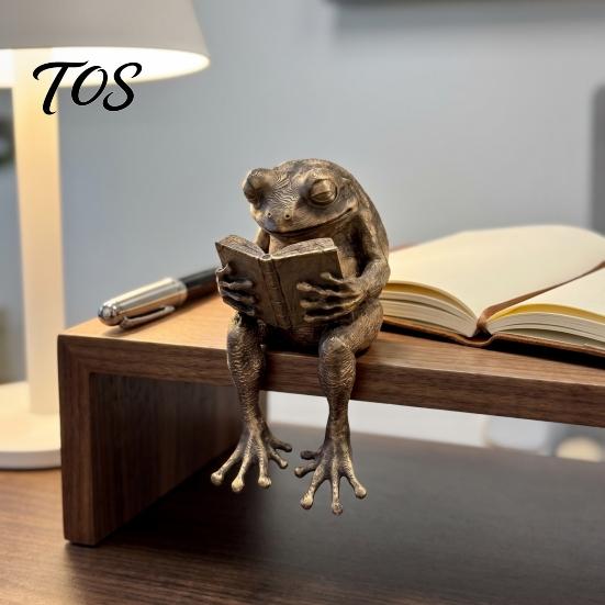 Literarischer Stil Raumdekoration Lese-Frosch Figur, Buchstützen für Bücherregal Dekoration, Harz Ornament Exquisites Geburtstagsgeschenk Freunde Zuhause Büro Arbeitszimmer