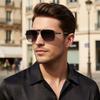 New Man Fashion Trend Pilot Double-barrel Eyeglass Frame, Uv-protective Polarized Sunglasses7722