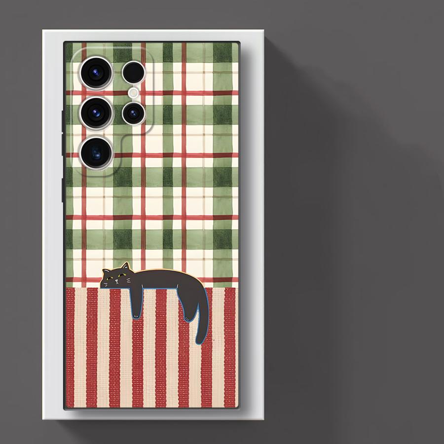 Hülle für Samsung Galaxy S26 S20 S23 S21 FE S10 S9 S25 Ultra S24 Plus Note 20 Ultra 8 9 10 Funda Handyhülle Cartoon Gitter Katze