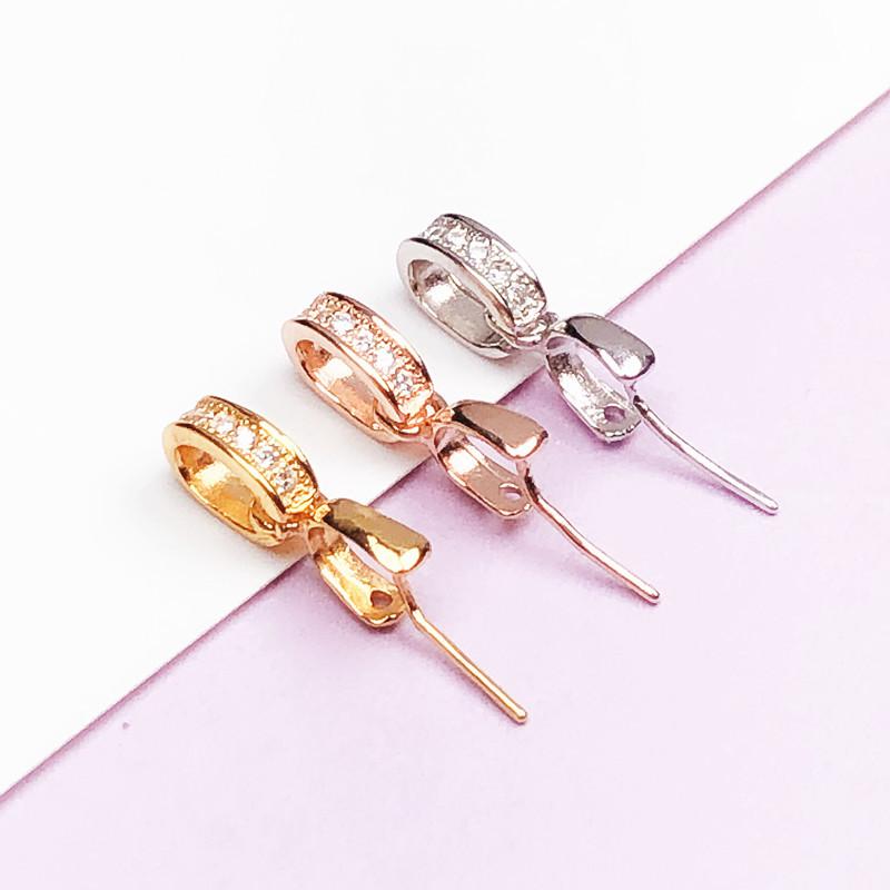 S925 Silver 18k Rose Gold Plated Melon Seed Jade Pendant Buckle Clip