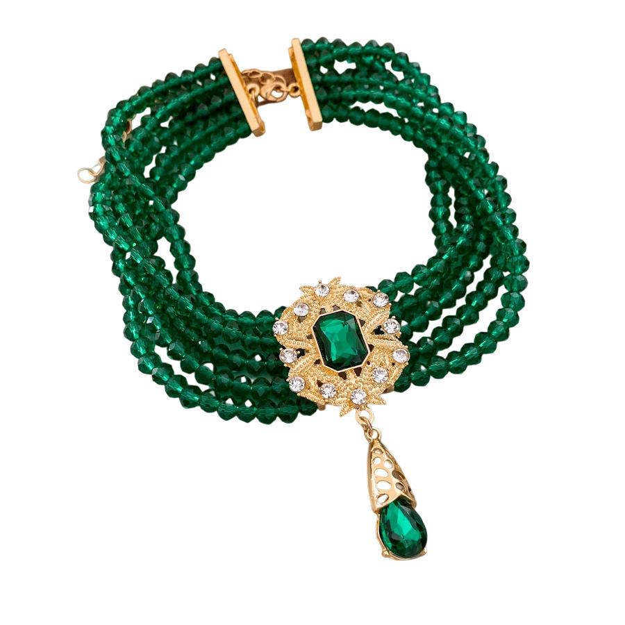Diamond-encrusted Multi-layer Crystal Beaded Necklace European and American Retro Niche Collarbone Chain Light Luxury High-end Jewelry Set
