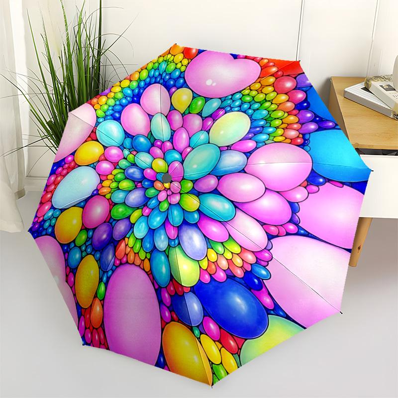 

1pc Colorful Balloons Mandala Automatic Folding Umbrella - Portable Collapsible Design, 8-Rib Iron Frame, Durable Fabric yy251125191