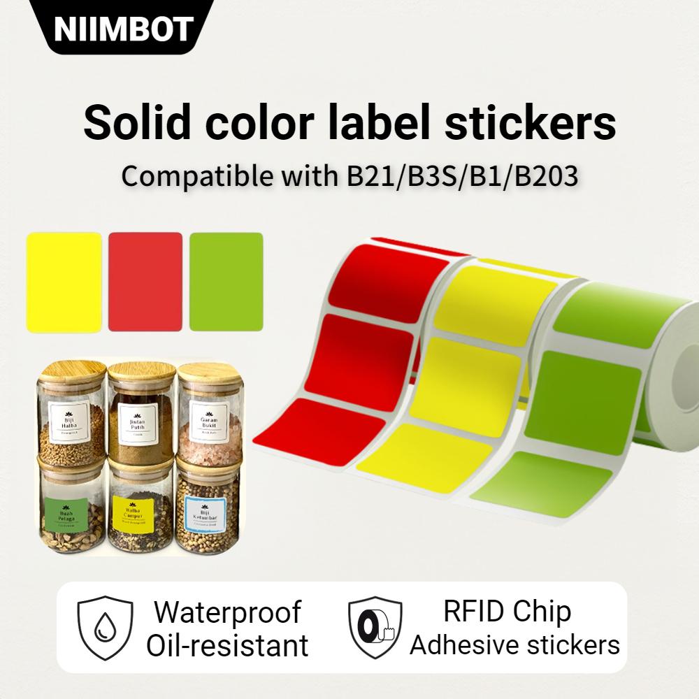 

Наклейки с однотонными этикетками Niimbot, совместимые с B21/B3S/B1/B203