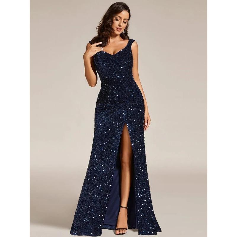 Sieviešu Eleganta Sequins V veida kakla
