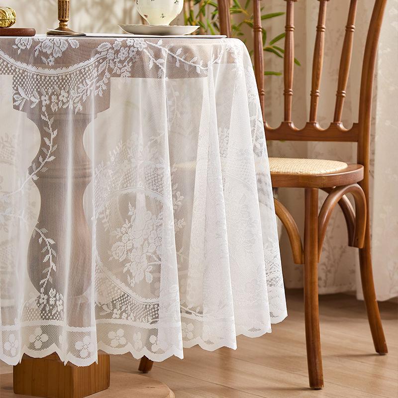 New Square Table Round Table Hollowed Out French Lace Round Mirror Flower Living Room Bedroom Study Dining Table