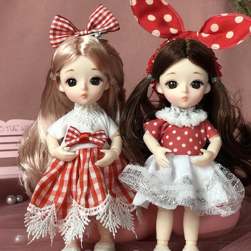 Süße 17Cm Prinzessin Puppe mit Kleidung 13 Gelenke Ob11 Puppen Spielzeug für Mädchen DIY Geschenk