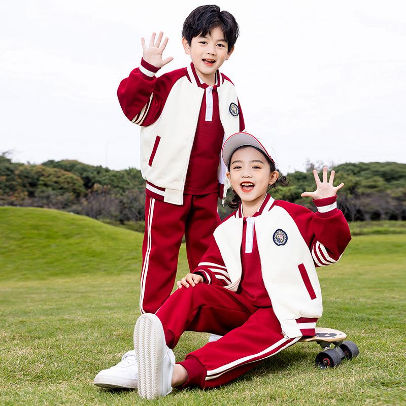 Girls' Kindergarten Spring & Autumn Academic-Style Three-Piece School Uniform Set