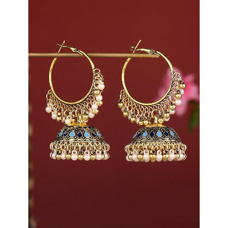 Exaggerated Large Bell Tassel Earrings for Women Unique Design Retro Light Luxury Alloy Earrings Indian Style Drop Earrings