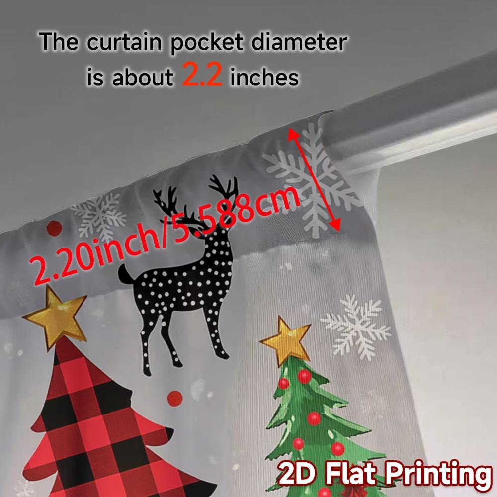 2pcs,Curtains Cute Deer Christmas Trees (3) Popular Light Filtering Curtains Versatile Polyester Curtains Thermal Insulation,