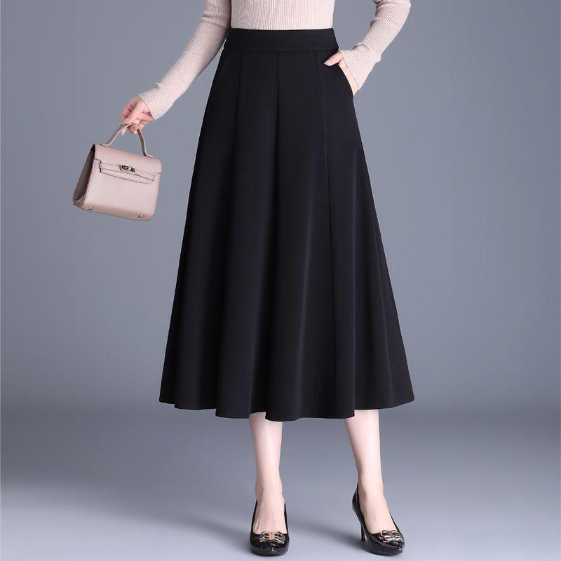 Draped Pleated Skirt Skirt Women's Spring & Fall New Arrivalhigh Waist Longa-line Umbrella Skirt Large Swing Long Skirt
