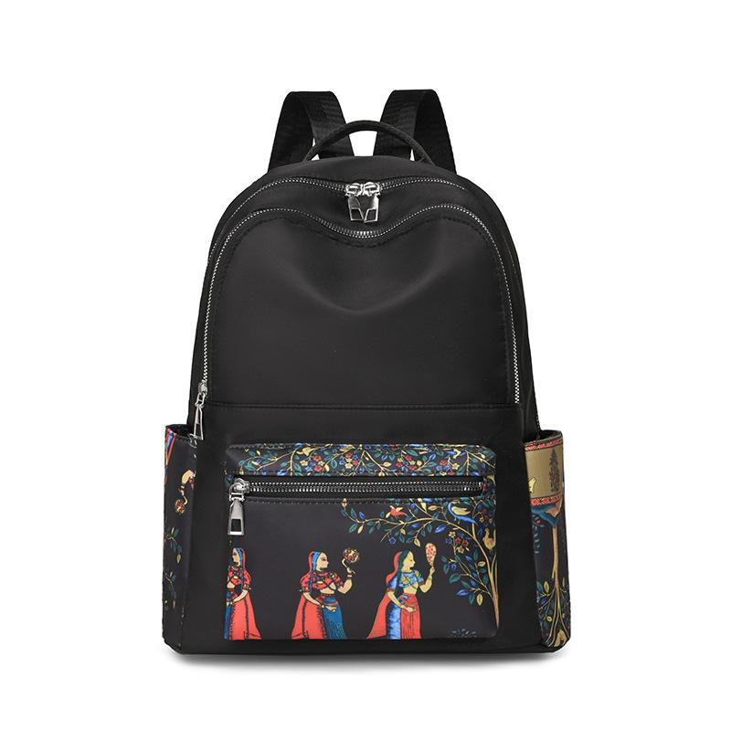 Schoolbag Women's Backpack Large Capacity Multi-purpose Casual Double Back Korean Summer Travel Retro Portable Hand Carry Crossbody Backpack