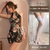 Sex underwear retro stand-up collar high-end cheongsam sexy uniform nightclub tight sleeveless hip-wrapped printing