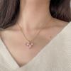 Ladies Necklace Shining Geometric Shape Charming Wear-Resistant Dress Up Hypoallergenic Pink Heart