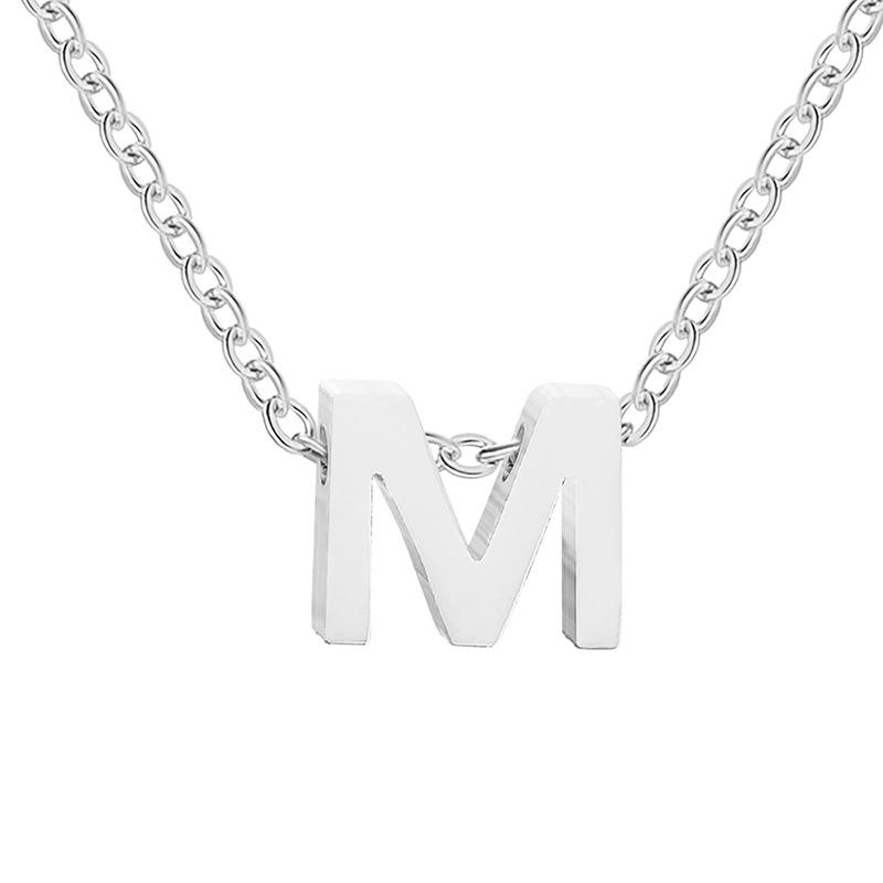 eManco Gold-Plated Stainless Steel Letter Necklace with European & American Pendant