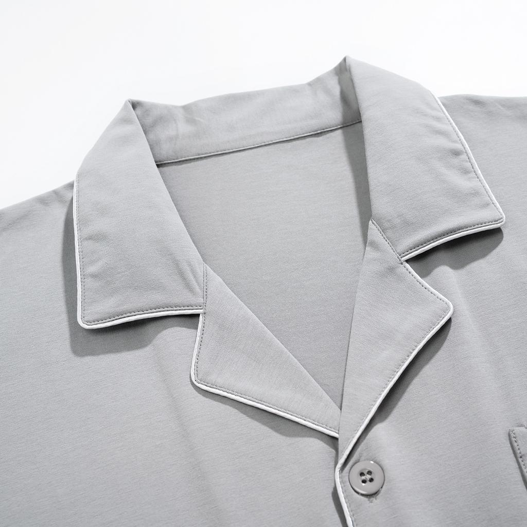 Summer men's pure cotton pajamas short-sleeved five-point pants loungewear men's summer thin plus size suit