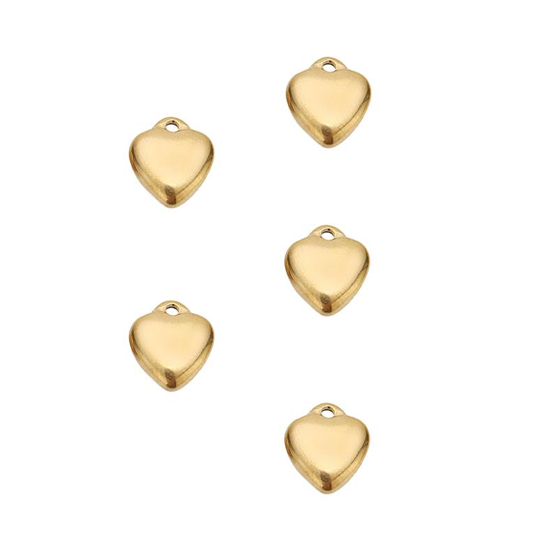 5pcs Stainless Steel Gold Color Classical Heart Charms Pendants DIY Jewelry Making Findings Women Necklace Bracelets Supplies
