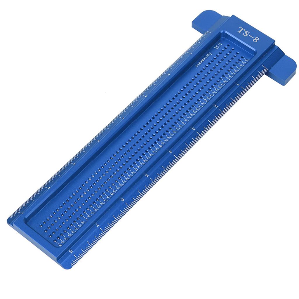 TS-8 Woodworking Hole Ruler Aluminum T shaped Measuring Tool   Scriber for Hardware(Red )