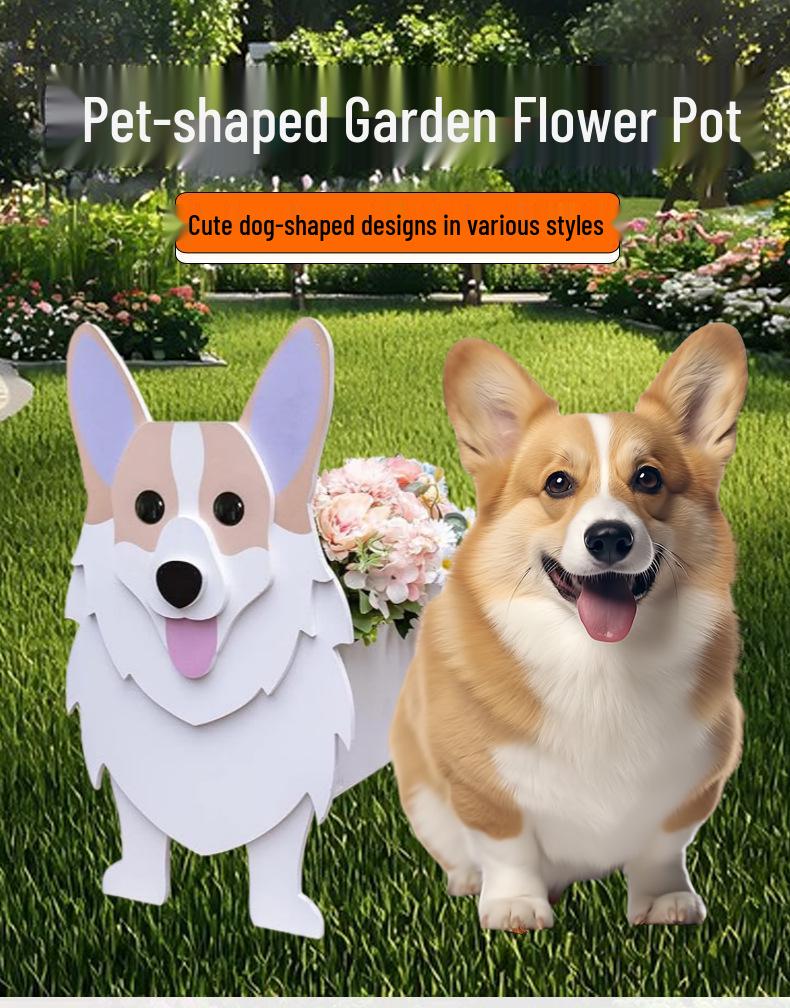 Garden Art Dog and Cat Flower Pot Set