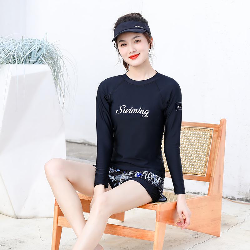 2026 Women's Two-Piece Swimsuit: Long Sleeve Sun Protection for Hot Spring Travel and Vacation