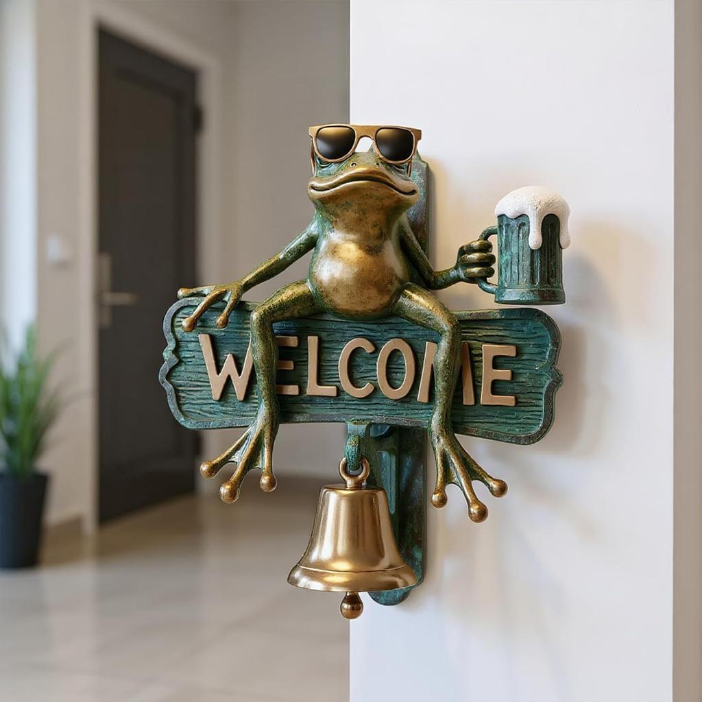 Interesting Durable Retro Welcome Doorbell Outdoor Frog Wind Chime Suitable for Porches Fences or Store Entrances