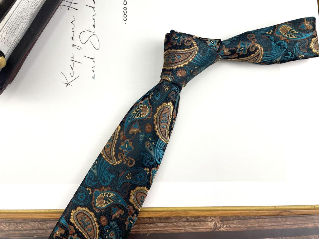 Men'S Retro Tie Dark Red Pattern British 8Cm High-End Formal Dress Casual, Professional Business Striped Wedding Tide