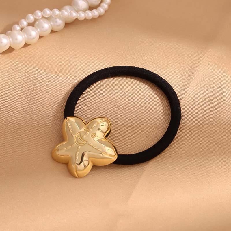 New Metal Geometric Hair Band for Women Simple Gold Color Shell Elastic Hairband Ponytail Holder Hair Rope Hair Accessories