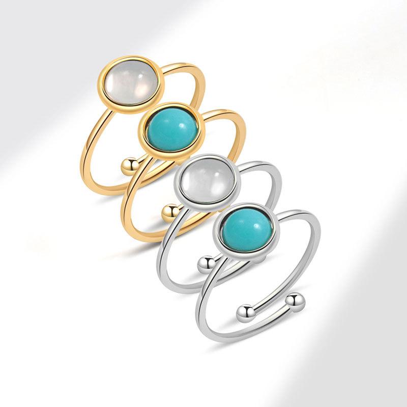 New Natural Stone Open Ring For Women Niche Design High End Light Luxury Minimalist Band