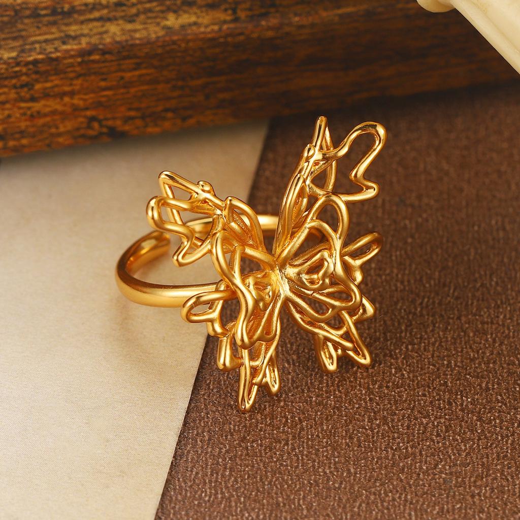 Versatile Simple Butterfly Ring Hollow Personality Niche High Fashion Open Ring Adjustable Design Sense Jewelry Women