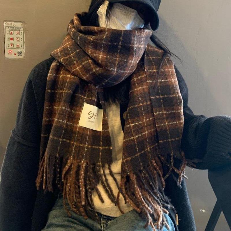 Autumn and winter atmosphere imitation cashmere scarf women's warm retro student long shawl cold scarf men