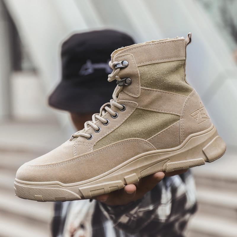 Boots Men's  Autumn/Winter New Canvas Versatile Middle Barrel Retro Workwear High Top Breathable Labor Protection Shoes